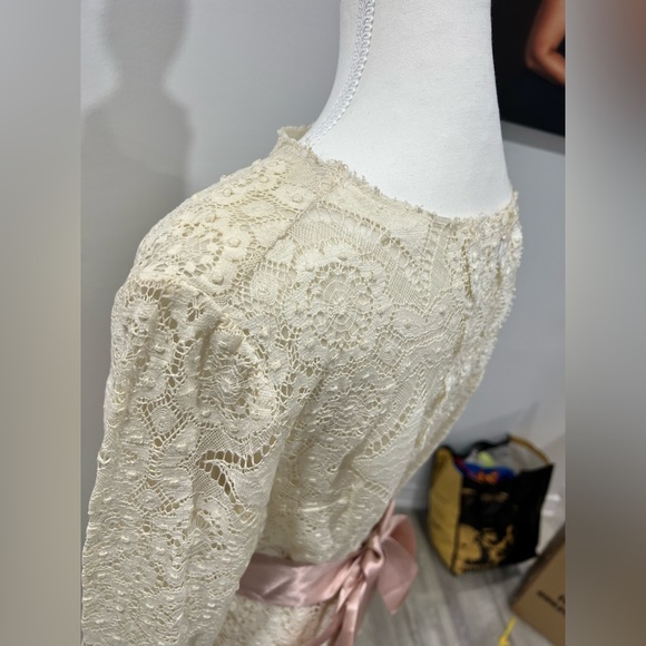 Vintage Dolce & Gabbana White Lace Dress with Pink Sash - Picture 6 of 16